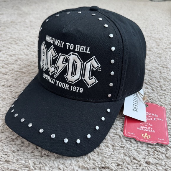 AC/DC Baseball Hat Cap Studded Black Highway To Hell World‎ Tour 1979 UO x NWT - Picture 1 of 9